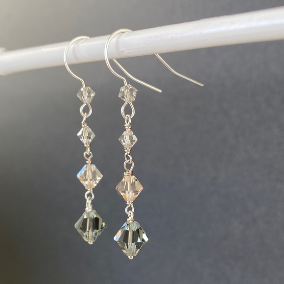 Swarovski Crystal Tiered Dangle Handmade Earrings - Picture 2 of 5